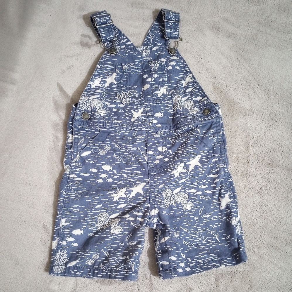 Boy's Carter's Shortalls Overalls Shark / Sea Theme Print 24 Months